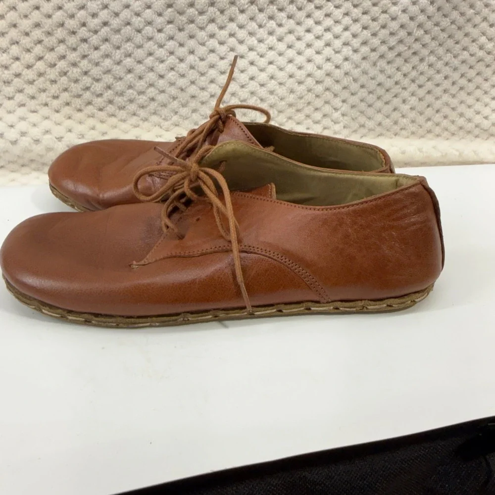 Swiss Barefoot Shoes Size 40EU US 7.5/9 Brown Leather Minimalist Oxford Lace Up